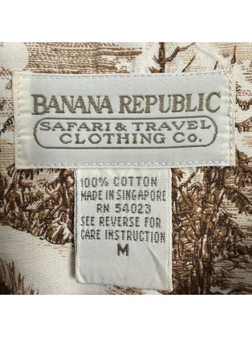 Vintage 90s Banana Republic Safari Toile Print‎ Shirt Medium